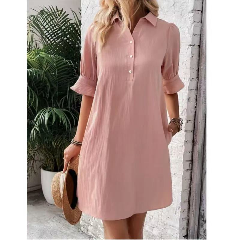 Robe chemise décontractée pour femmes avec manches courtes et poches pratiques Chic und Stil