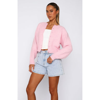 Cardigan cropped tricoté pour femmes avec fermeture à bouton Chic und Stil