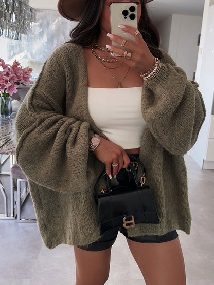 Cardigan tricot décontracté pour femmes avec des manches volumineuses et un matériau doux Chic und Stil