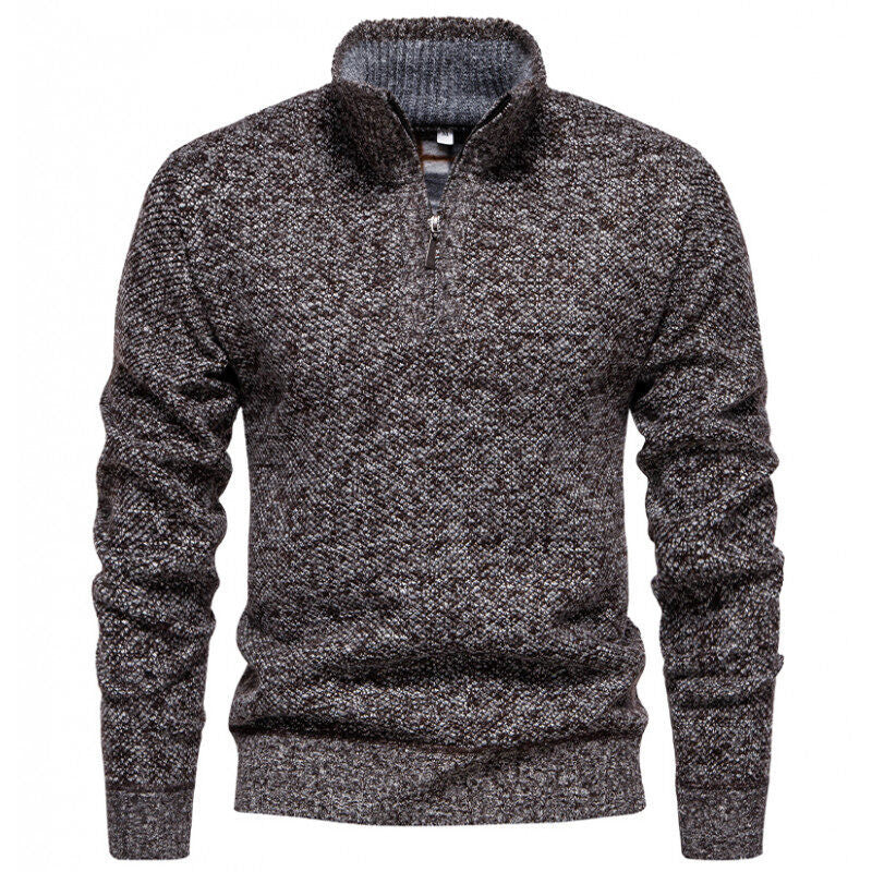 Men's High-Quality Pullover with High Collar and Zip Chic and Style