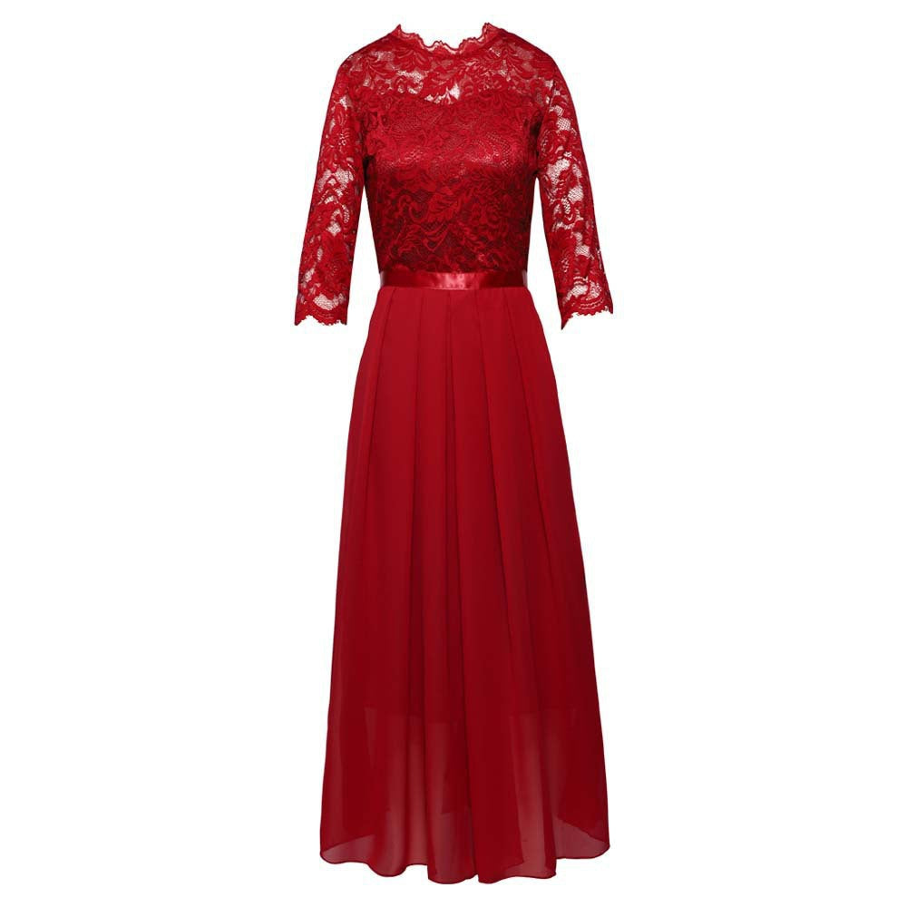 Robe de soirée élégante pour dames avec haut en dentelle et jupe fluide Chic und Stil