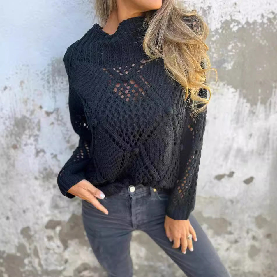Pull en tricot léger pour femmes avec un motif en crochet unique Chic und Stil