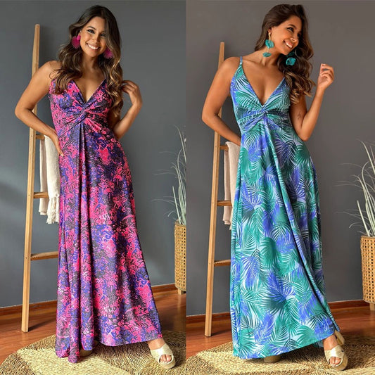 Robe Maxi à Fleurs Dos Nu Chic und Stil