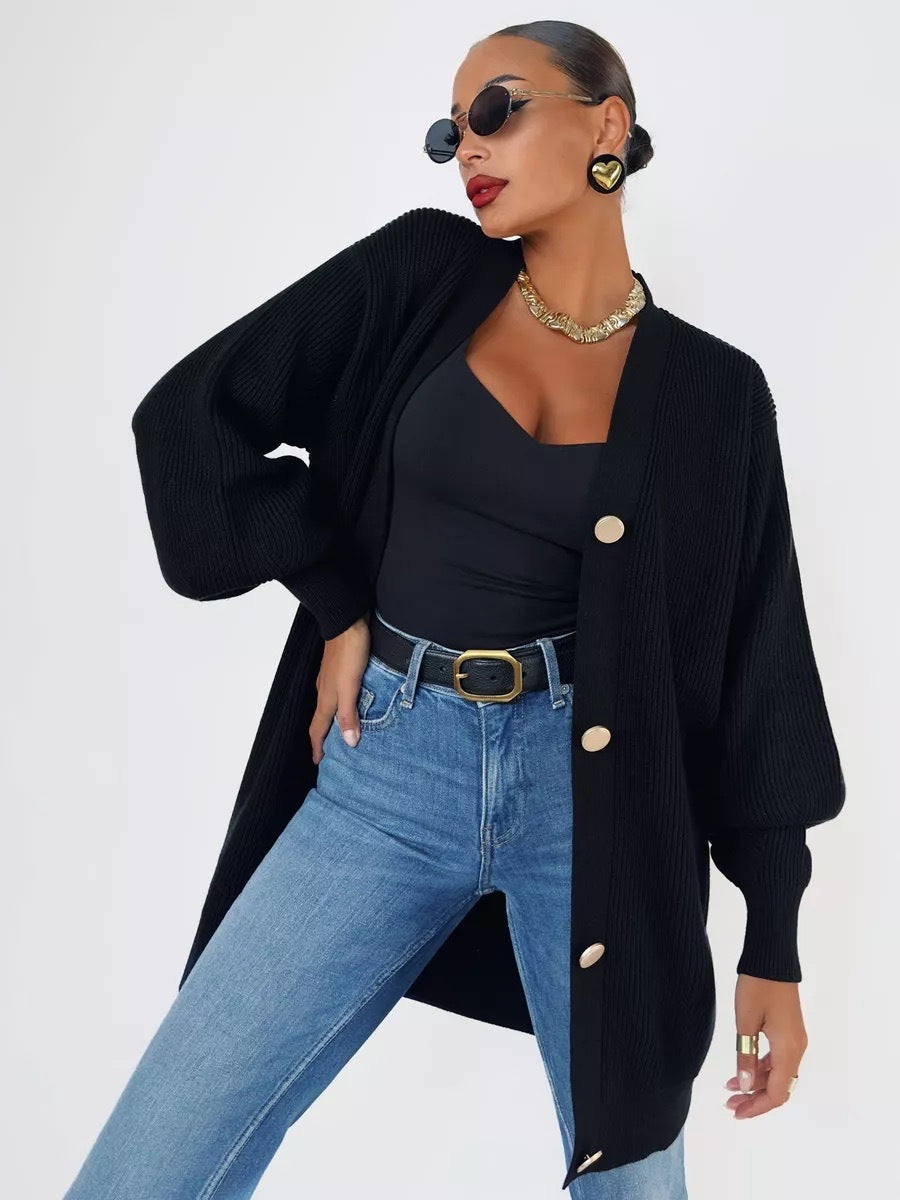 Cardigan en grosse maille pour femmes avec détails de boutons Chic und Stil