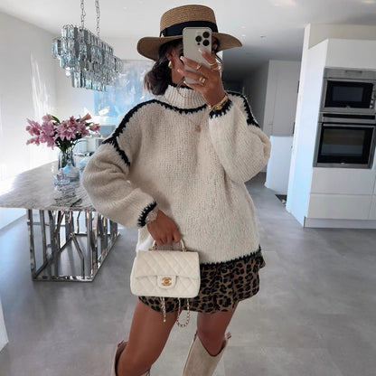 Pull femme à col montant avec design en tricot texturé Chic und Stil