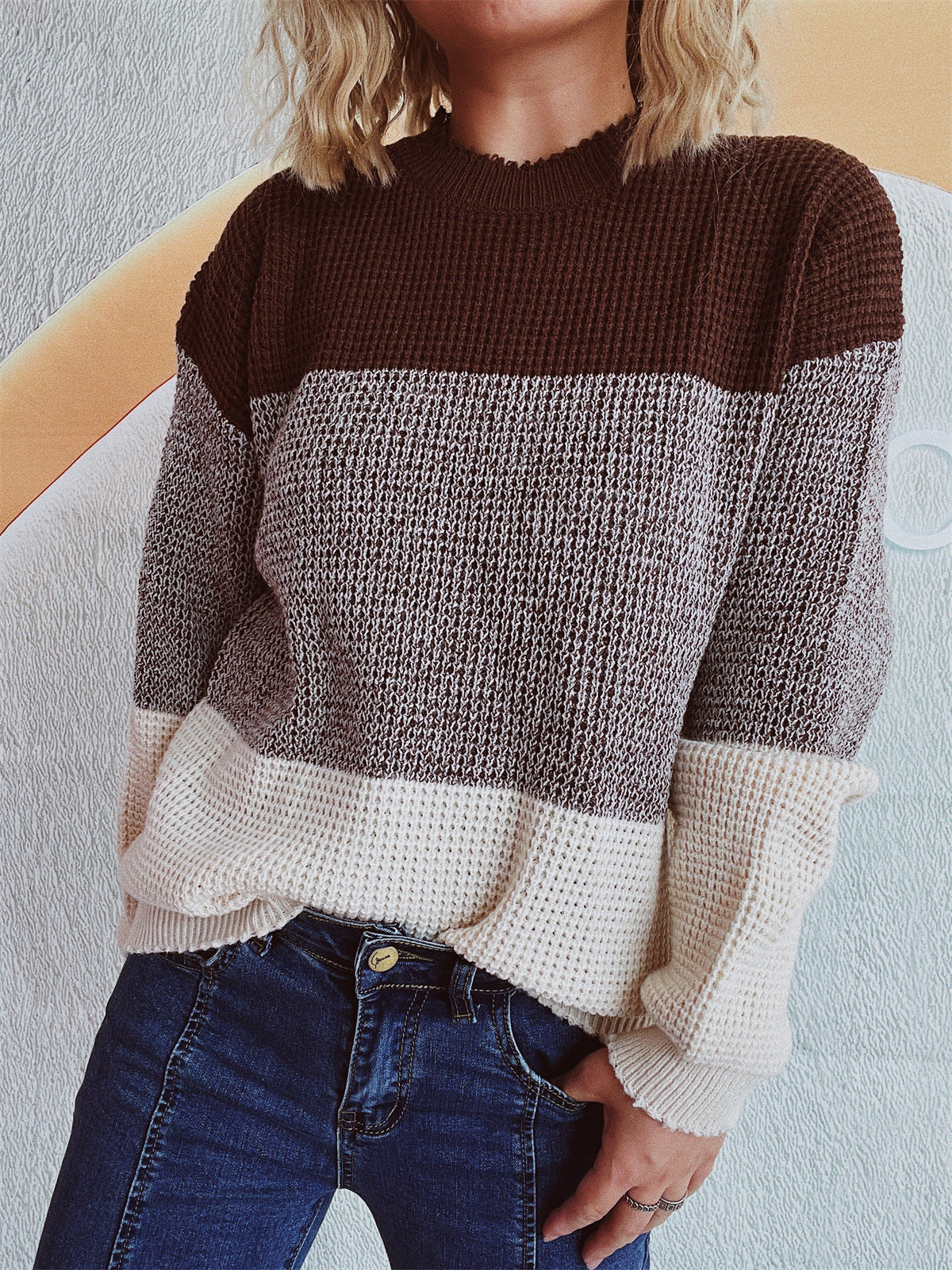 Dames pull confortable avec motif rayé tendance Chic und Stil