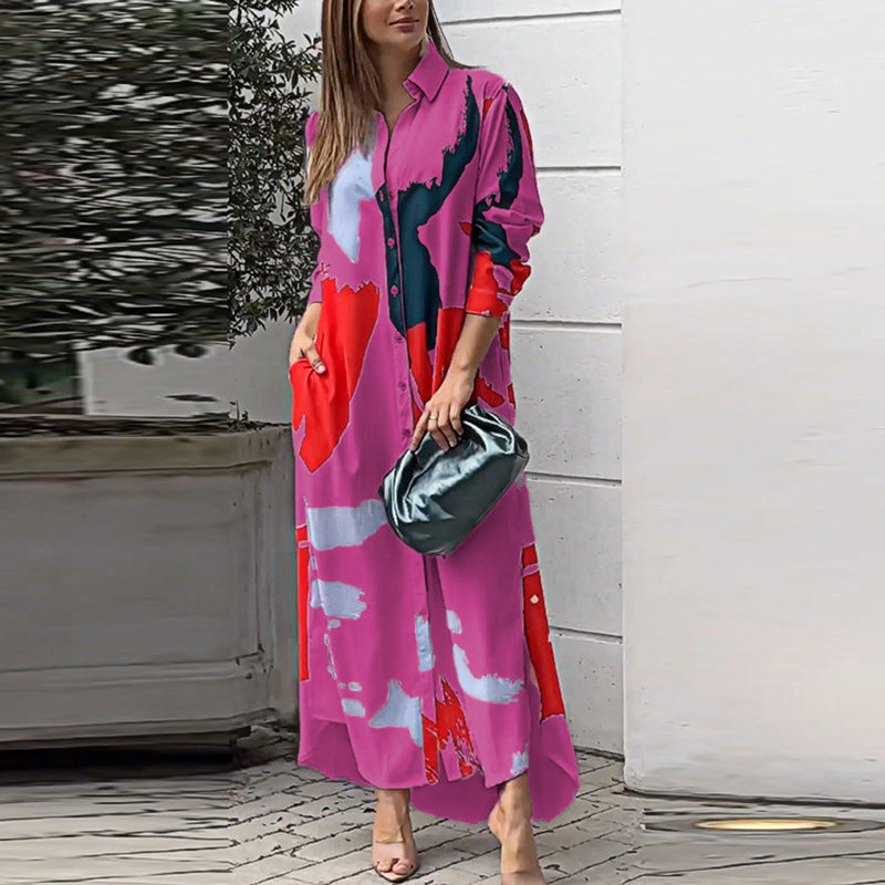 Robe longue à impression artistique pour femmes Chic und Stil