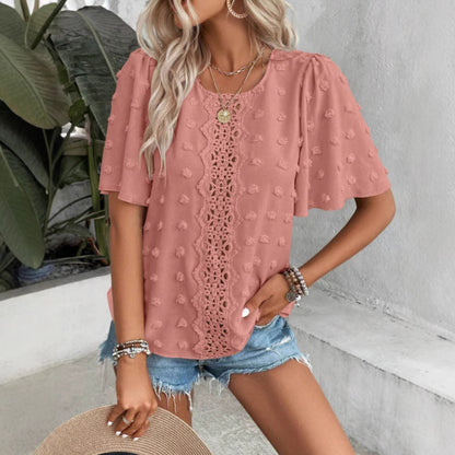 Dames Blouse Fluide Brodée Chic und Stil