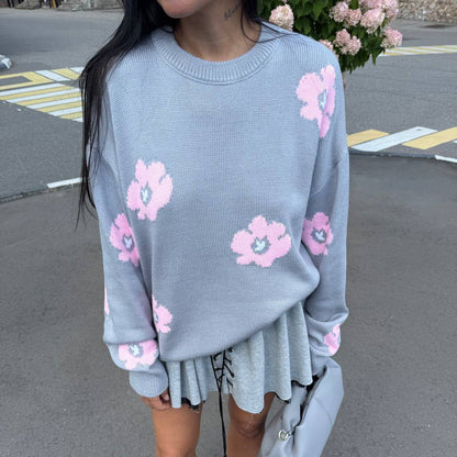 Pull en tricot pour femmes avec motif floral et coupe décontractée Chic und Stil
