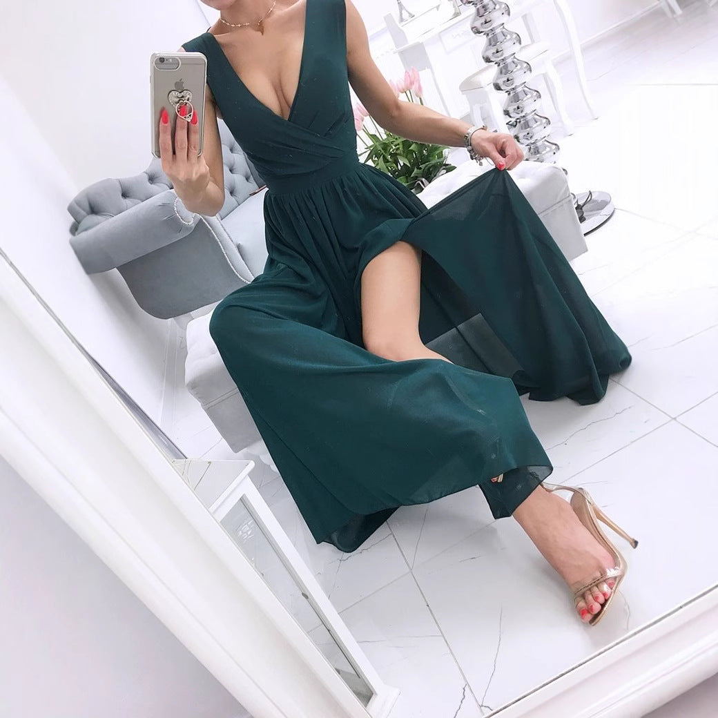 Dames Robe Maxi Élégante avec Design de Drapé Raffiné et Tissu Fluide Chic und Stil