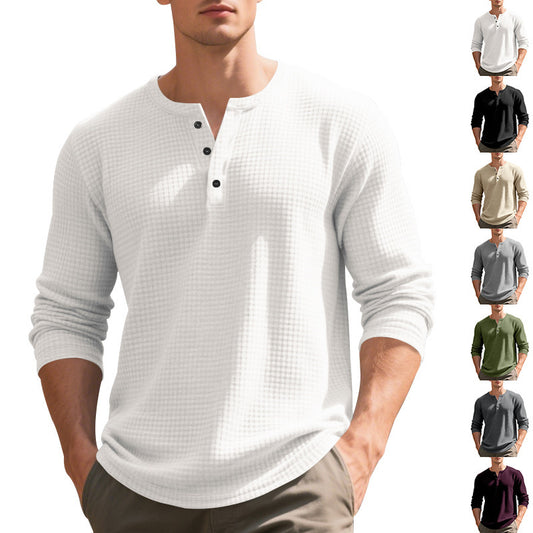 T-shirt Henley à manches longues décontracté pour homme avec design texturé Chic und Stil