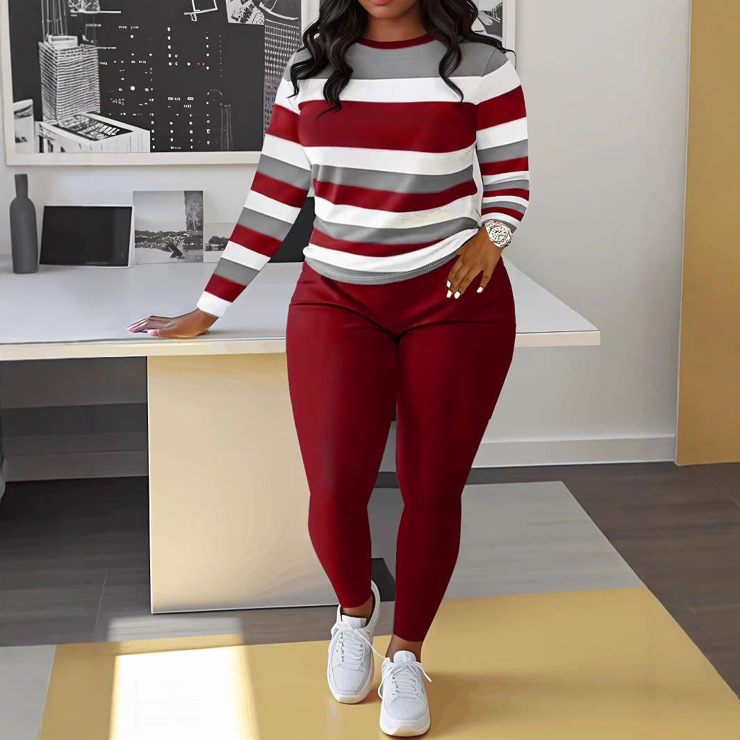 Leisure set for women with a striped top and matching pants Chic and Style