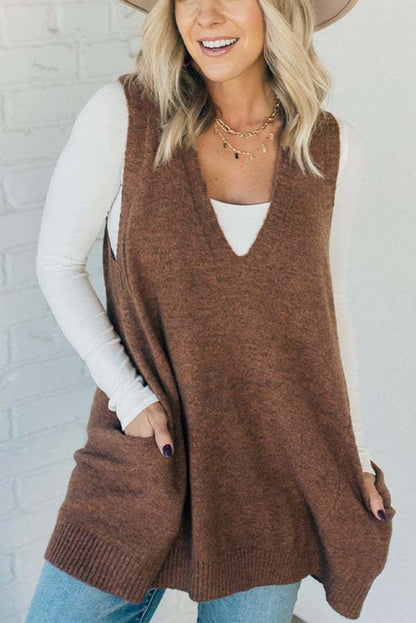 Dames Gilet en tricot confortable avec poches latérales Chic und Stil