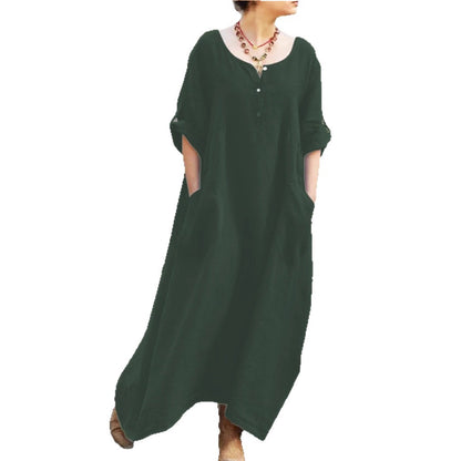 Robe longue pour femmes avec détails de boutons et poches pratiques Chic und Stil