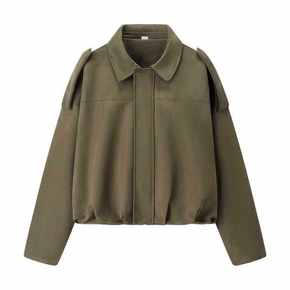 Damen Übergangsjacke mit voluminösen Ärmeln und eleganter Kapuze Chic und Stil