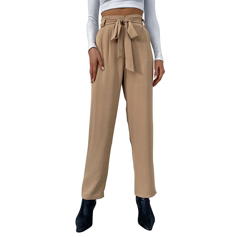 Pantalon sur mesure taille haute pour femmes avec détail nœud Chic und Stil