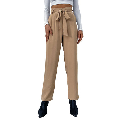 Pantalon sur mesure taille haute pour femmes avec détail nœud Chic und Stil