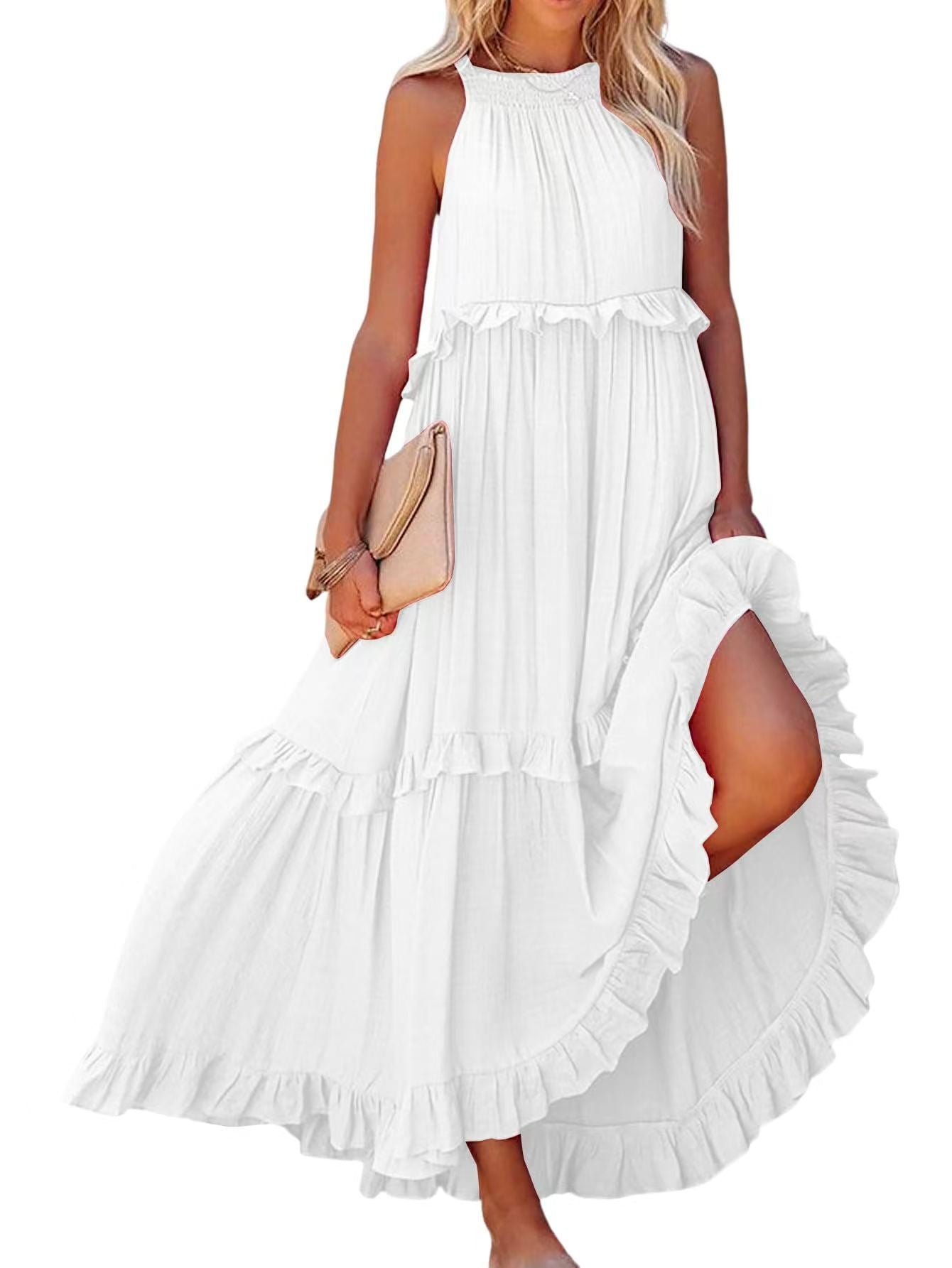 Robe maxi femme avec détails volantés et silhouette aérienne Chic und Stil