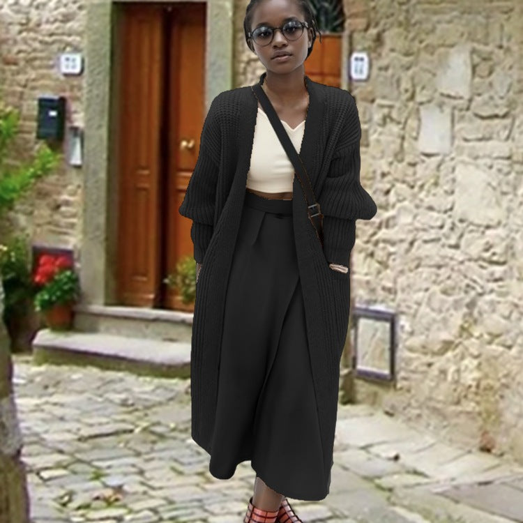 Dames grand tricot long cardigan avec coupe décontractée et poches latérales Chic und Still
