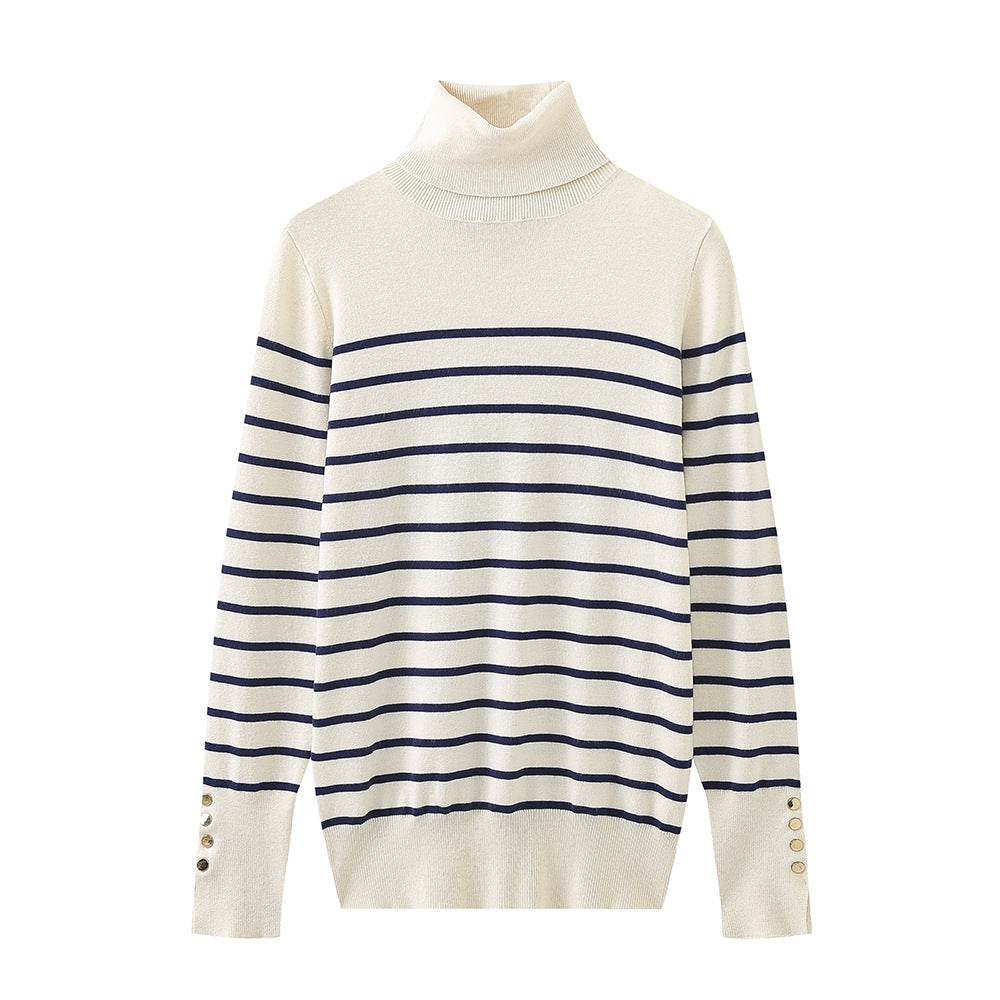Pull à col roulé pour dames avec des détails de boutons élégants Chic und Stil