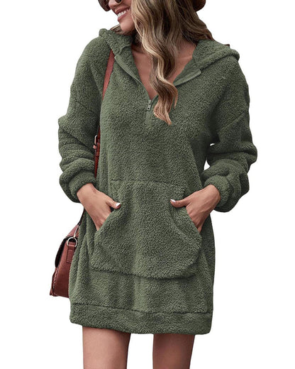Robe hoodie douillette pour femmes avec poches pratiques et fermeture éclair mi-haute Chic und Stil