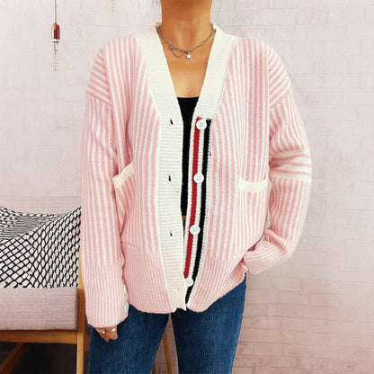 Pull en tricot pour femmes avec motif rayé à la mode Chic und Stil