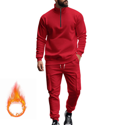 Men's fleece sports set with functional zipper and cargo pants Chic und Stil