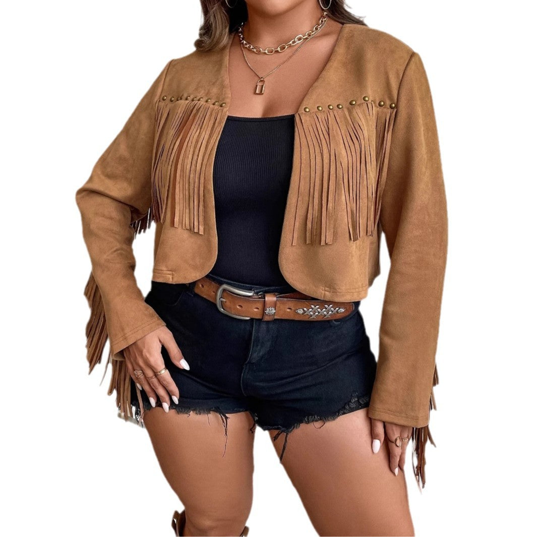 Fringe Jacket for Women in Synthetic Suede Chic und Stil