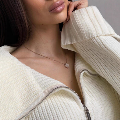 Knitted pullover with high collar and zipper for women Chic und Stil