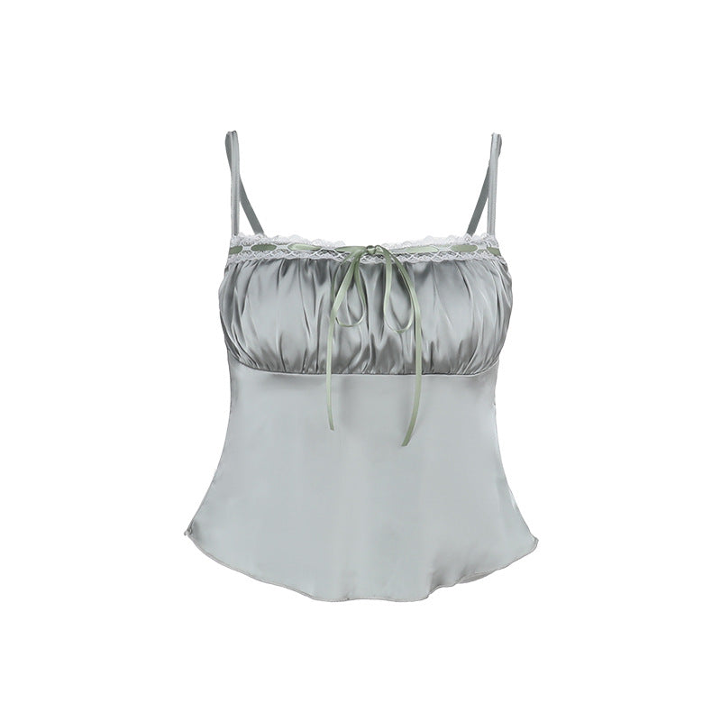 Dames Élégant Satin Dentelle Spaghetti-Haut Chic und Stil