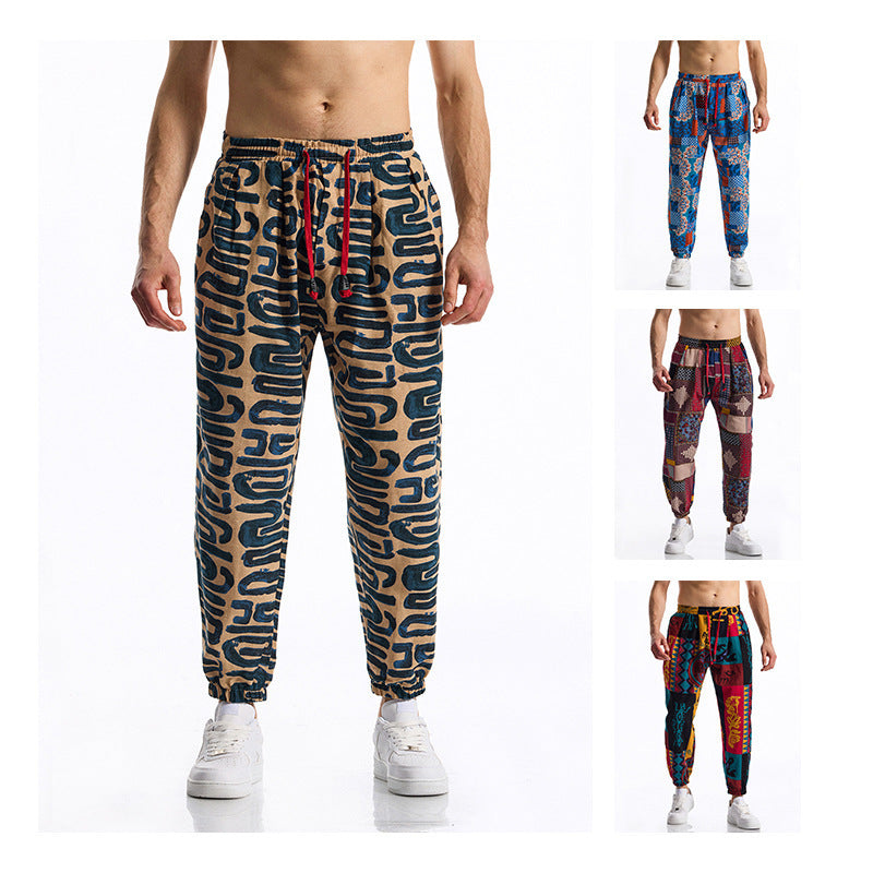 Men's casual pants with colorful pattern and elastic waistband Chic und Stil
