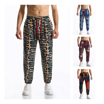 Men's casual pants with colorful pattern and elastic waistband Chic und Stil