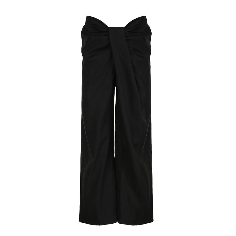 Dames Élégant Pantalon Palazzo Taille Haute Plissé Chic und Stil