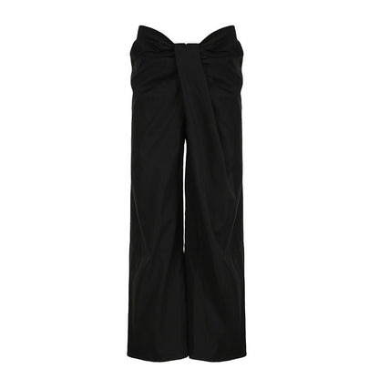 Dames Élégant Pantalon Palazzo Taille Haute Plissé Chic und Stil