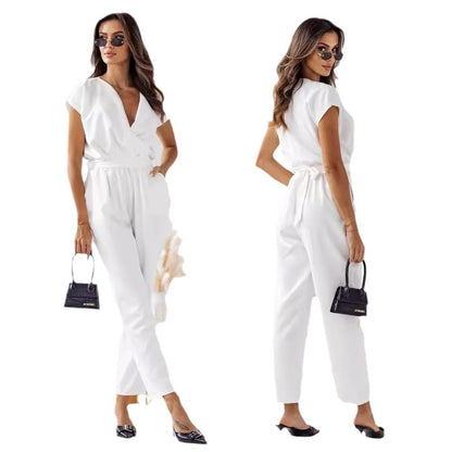 Dames combine à jambes larges à enroulement devant Chic und Stil