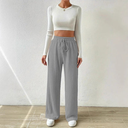 Ladies Comfortable Fabric Pants with Textured Surface Chic and Style