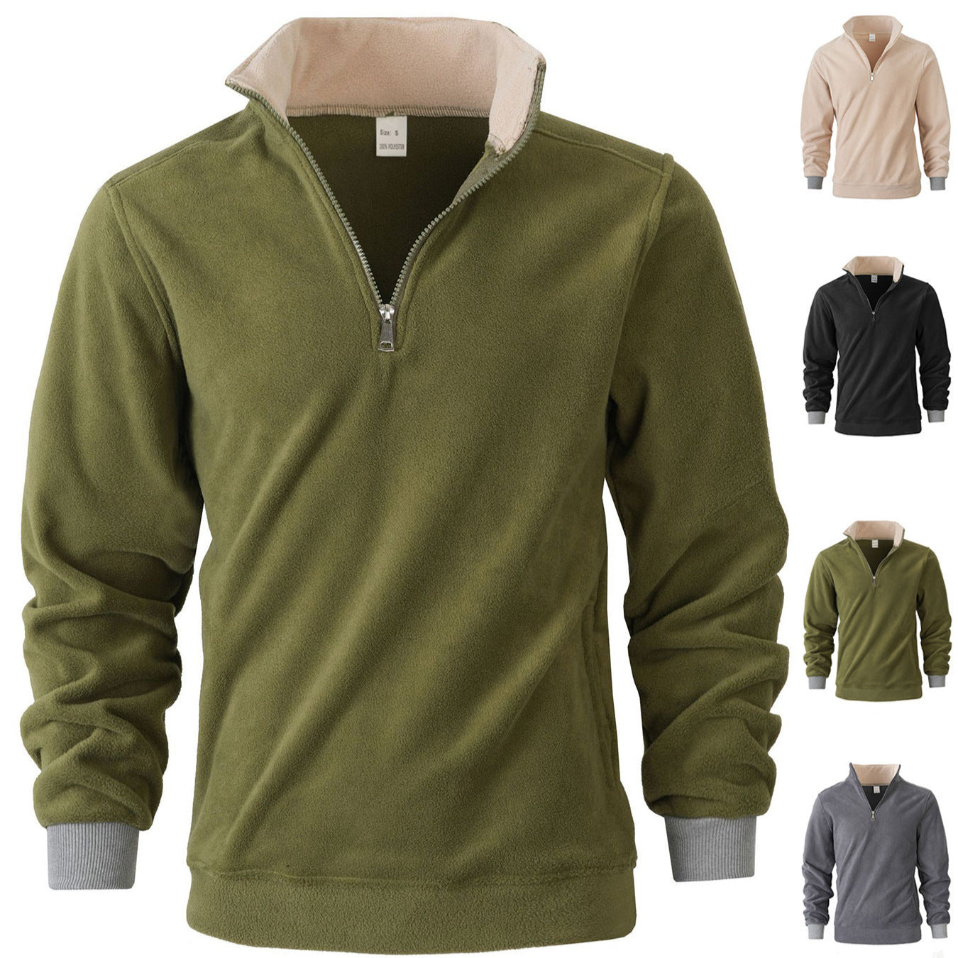 Men's fleece pullover with high collar and zipper Chic und Stil