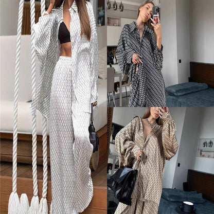 Chemisier à manches longues pour femmes avec imprimé graphique moderne et col montant élégant Chic und Stil