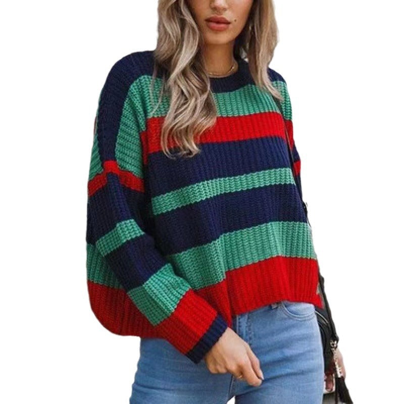 Pull femme avec des bandes larges dans un design tendance Chic und Stil