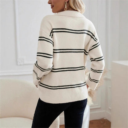 Pull décontracté pour femmes avec col polo et design rayé Chic und Stil