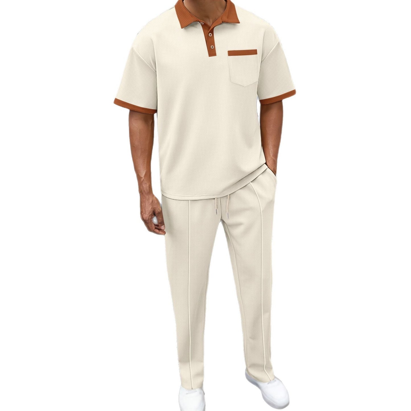 Chemise polo tendance pour hommes avec design structuré et pantalon Relaxed-Fit Chic und Stil