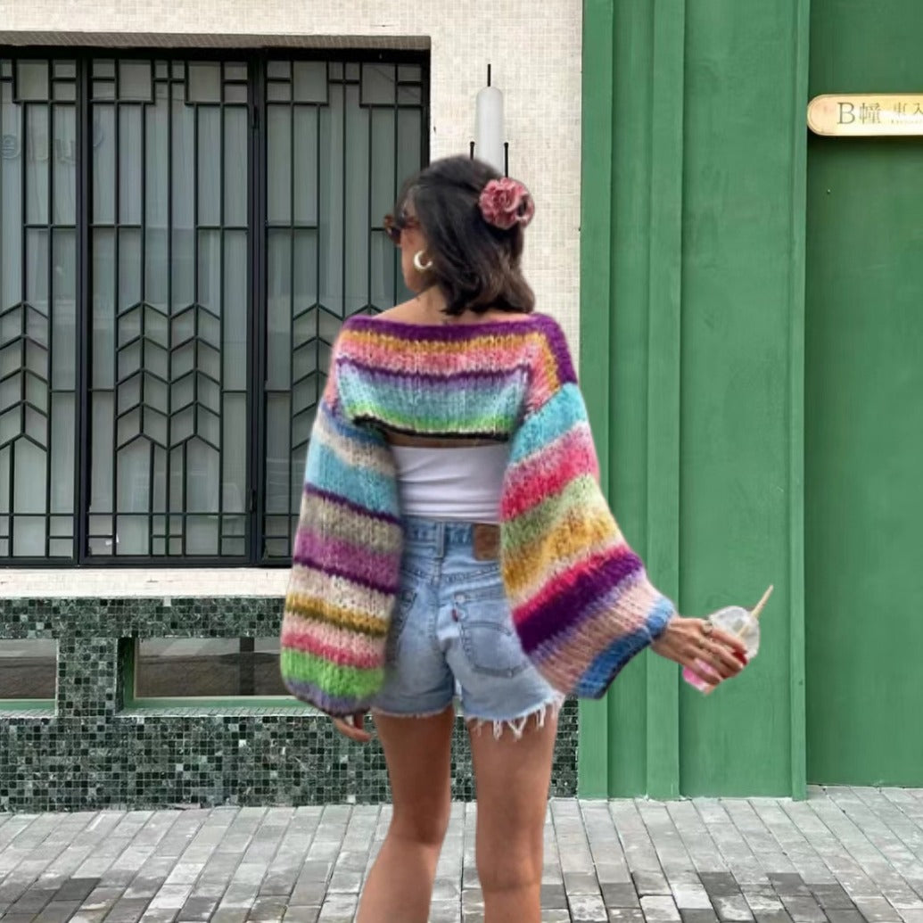 Pull en tricot pour femmes au design coloré avec des manches larges Chic und Stil