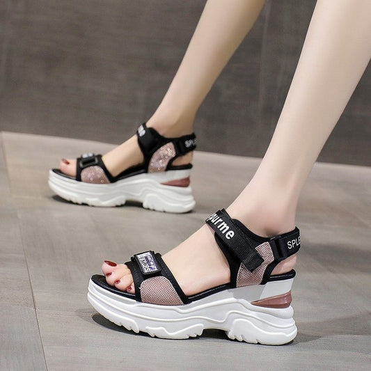 Sandales Sportives pour Femmes avec Design de Sangle Scintillant Chic und Stil