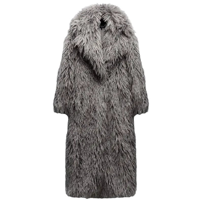 Ladies Oversized Fluffy Faux Fur Coat Chic and Style