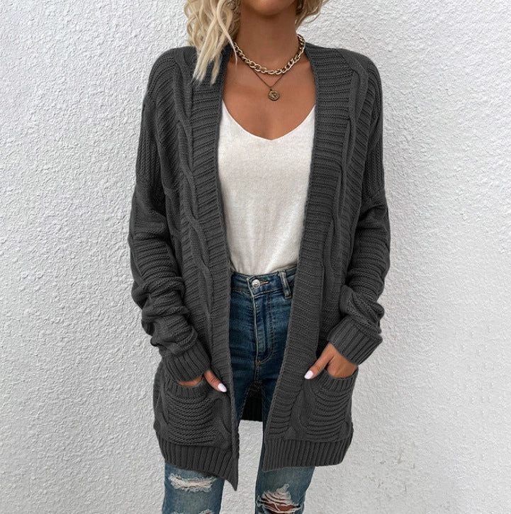 Cardigan en tricot épais pour femmes avec grandes poches et design structuré Chic und Stil