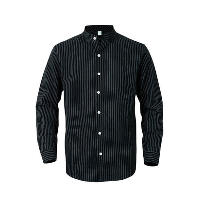 Chemise élégante pour hommes à rayures avec col montant et détails modernes Chic und Stil