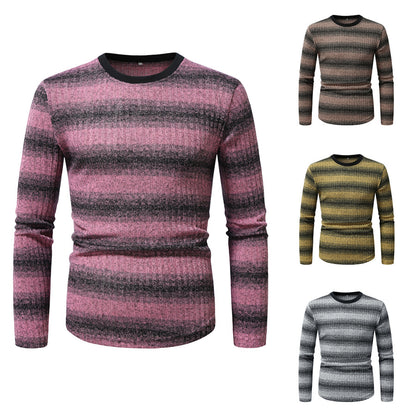 Chemise à manches longues pour hommes en matériau texturé avec un motif rayé à la mode Chic und Stil