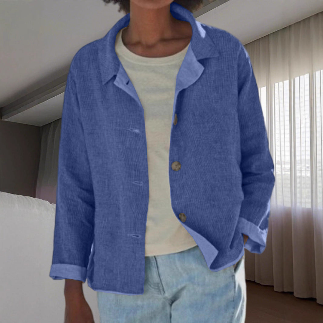 Ladies lightweight and casual cotton jacket with buttoned details Chic and Style