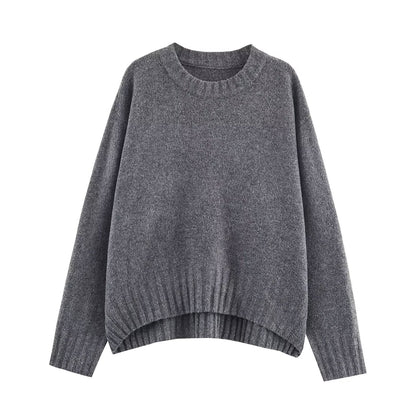 Pull-over rond décontracté pour femmes avec surface texturée et épaules tombantes Chic und Stil