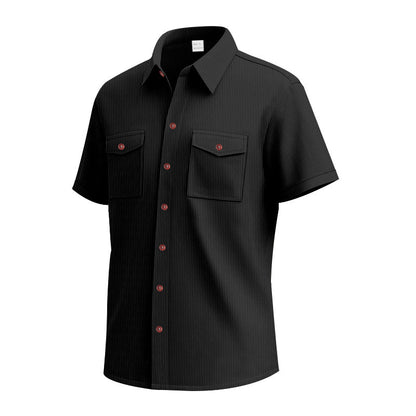 Chemise à manches courtes pour hommes avec un motif rayé pratique et deux poches poitrine Chic und Stil